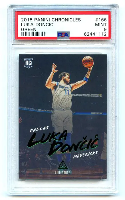2018/19 Panini Chronicles - #166 Luka Doncic - Green - Luminance - Rookie - PSA 9