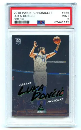 2018/19 Panini Chronicles - #166 Luka Doncic - Green - Luminance - Rookie - PSA 9
