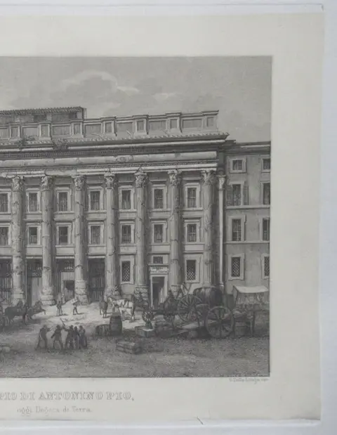 Italië, Lazio, Roma; Della Longa / Ducrò - Tempio di Antonino Pio. Oggi Dogana di Terra - 1851-1860