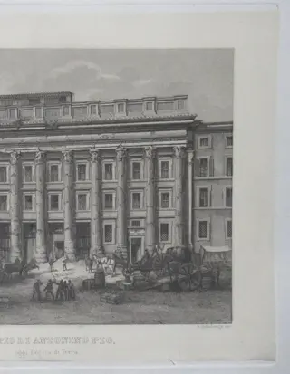 Italië, Lazio, Roma; Della Longa / Ducrò - Tempio di Antonino Pio. Oggi Dogana di Terra - 1851-1860