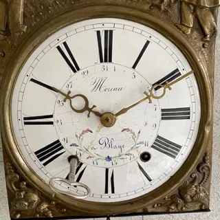 Comtoise 'Boerenleven' met Harpslinger - Moreau a Blaye - Emaille, IJzer (gegoten/gesmeed), Messing - 19e eeuw