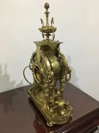 Schoorsteenklok - Charles Pickard, Paris - Verguld brons - omstreeks 1900