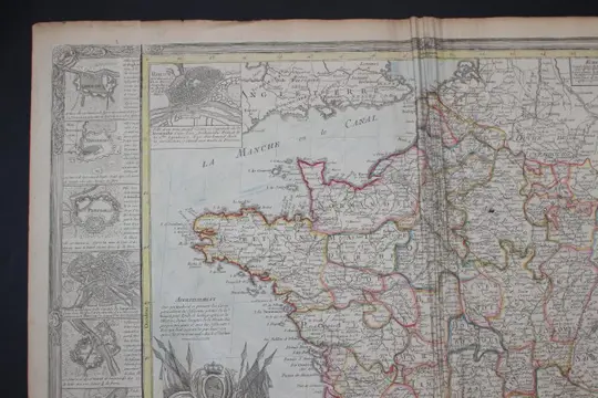 Frankrijk, Carte de la France publiée en 1782; Louis Charles Desnos - Division des ses principaux gouvernements - 1781-1800