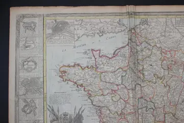 Frankrijk, Carte de la France publiée en 1782; Louis Charles Desnos - Division des ses principaux gouvernements - 1781-1800