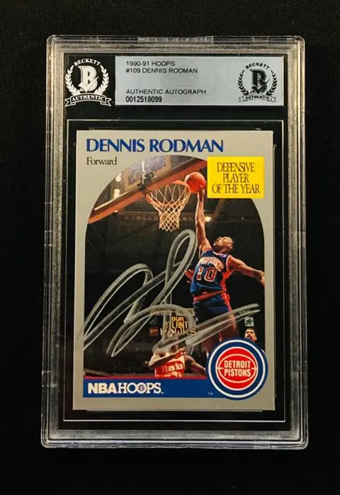 1990/91 NBA Hoops Basketball - Dennis Rodman - Handtekening #109 - BGS Authentic