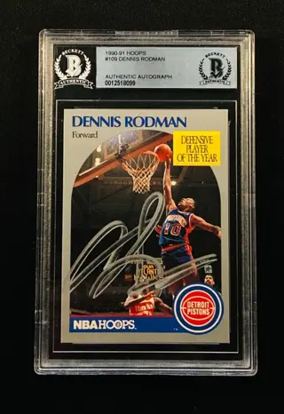 1990/91 NBA Hoops Basketball - Dennis Rodman - Handtekening #109 - BGS Authentic