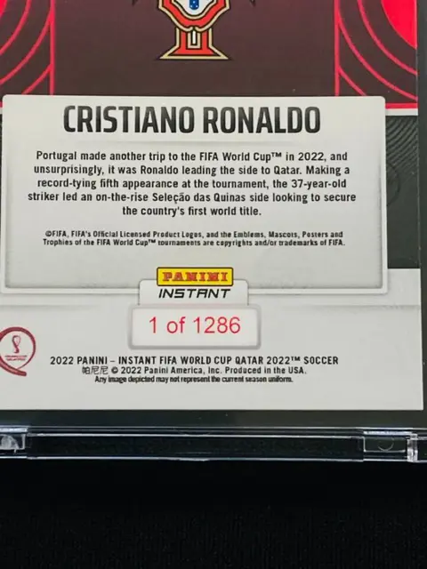 2022 Panini Instant - FIFA WORLD CUP QATAR - Cristiano Ronaldo #22 - Parallel /1.286 - Uitverkocht