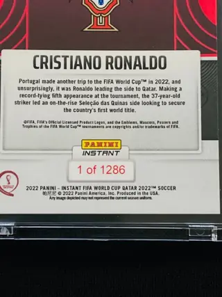 2022 Panini Instant - FIFA WORLD CUP QATAR - Cristiano Ronaldo #22 - Parallel /1.286 - Uitverkocht