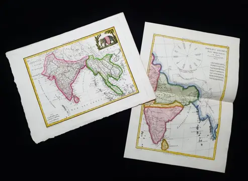 Azië, (LOT of 2) India, Thailand, Sri Lanka, Malacca, Vietnam, Singapore; P. M. Lapie & Conrad Malte-Brun / Bonne & Desmarest - Inde en deca et un dela du Gange / Imperia Antiqua Pars Orientalis - 1781-1800