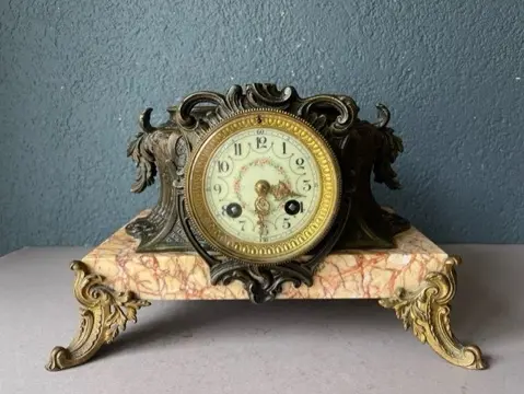 Clock - Louis Boname - 1897 - Brons, Glas, Marmer, Zamak - Eind 19e eeuw