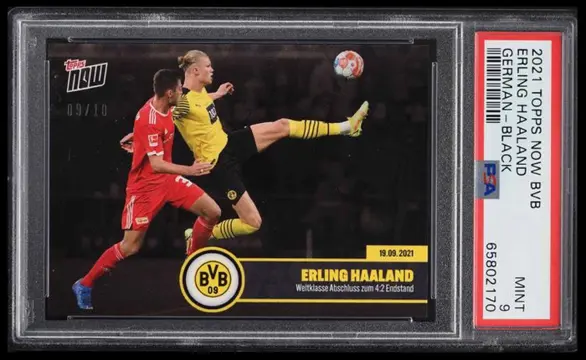2021 Topps Now BVB - Erling Haaland - Black Parallel /10 - PSA 9