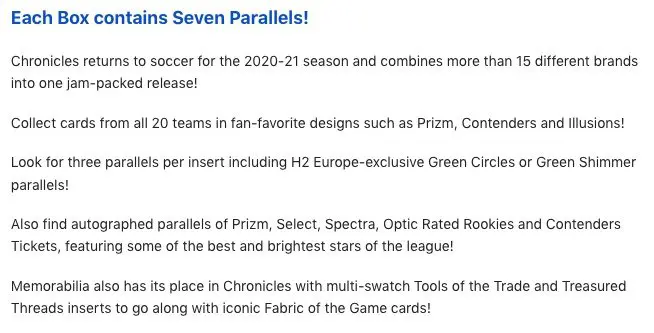 2020/21 Panini Chronicles Soccer H2 Hobby Hybrid Box (2020/21)