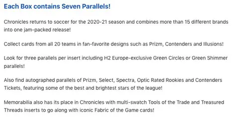 2020/21 Panini Chronicles Soccer H2 Hobby Hybrid Box (2020/21)