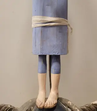 Beeld, Maagd, (95cm.) - Hout - 19e eeuw