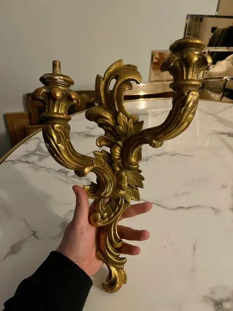 Muurlamp (1) - Rococo stijl - Hout, Verguld - 19e eeuw