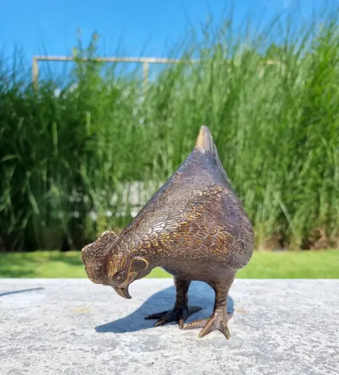 Rooster and Chicken - Gepatineerd brons - recent