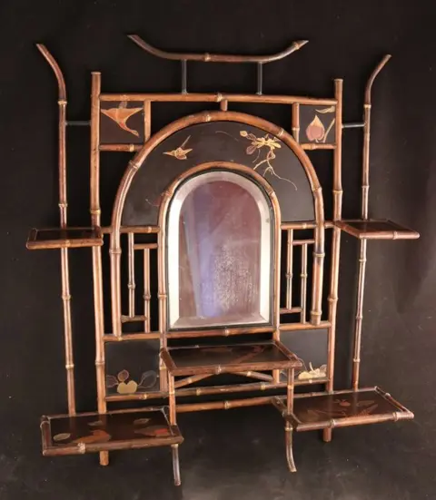 Chinoiserie etagère - Bamboe, Glas - Begin 20e eeuw