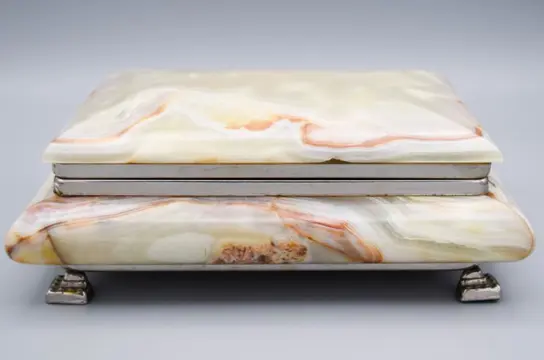 Doos / juwelendoos - Goed formaat en gewicht - Legering, Onyx - Midden 20e eeuw