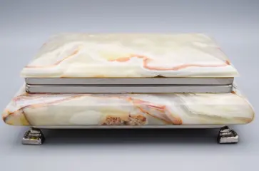 Doos / juwelendoos - Goed formaat en gewicht - Legering, Onyx - Midden 20e eeuw