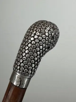 Wandelstok, "Club" - Bamboe, Zilver - Circa 1900