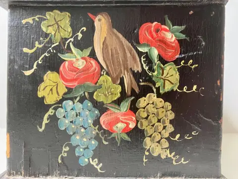 Beschilderde antieke stoof. - Volkskunst - Hout - Eind 19e eeuw