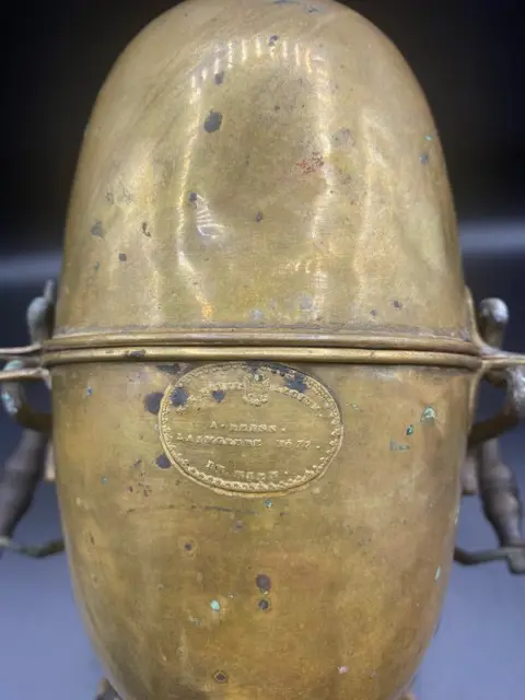 Koffiepot - Napoleon III - messing en plaatwerk - Eind 19e eeuw