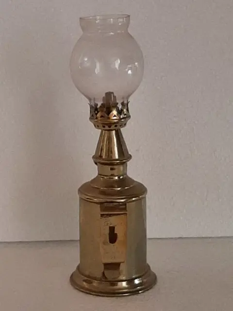 Antieke Pigeon Olielamp - Koper, Glas - Rond 1850