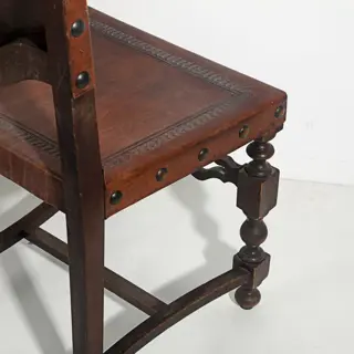 leren stoelen (4) - Hout, Leder - 20e eeuw