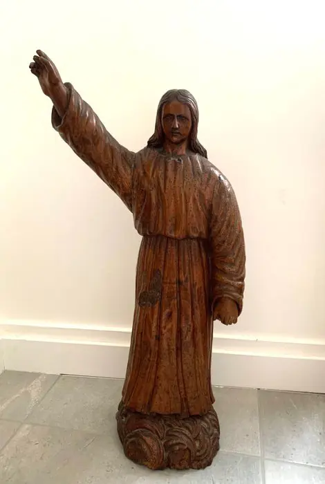 Beeld, Christus zegenen (65 cm.) - Hout - 18e eeuw
