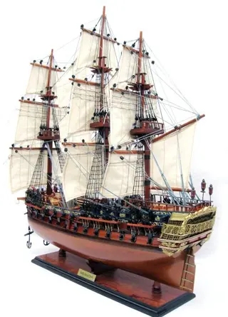 Scheepsmodel op schaal, HMS Bellona (1760) - Hout - Eind 20e eeuw