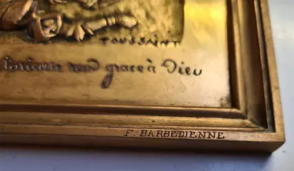 Ferdinand Barbedienne - Plaquette, Reliëf, Jeanne d'Arc, gesigneerd Toussaint - Brons (verguld) - Tweede helft 19e eeuw