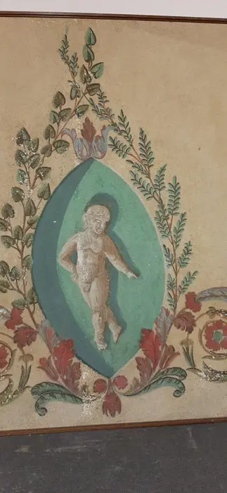 Decoratief fresco - Tempera op canvas op hardboard - Midden 19e eeuw