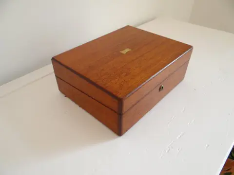 Schrijfkist (1) - Fluweel, Hout, Messing - Begin 20e eeuw