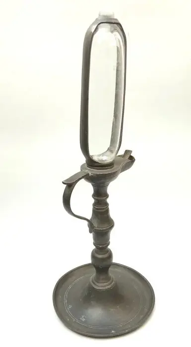 Klok (walvisolielamp) - (34cm) - Glas, Tin - Eind 18e eeuw tot begin 19e eeuw