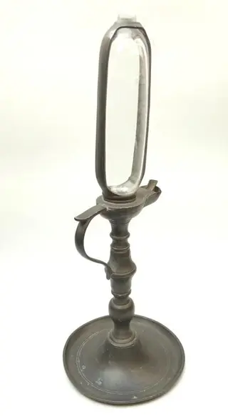 Klok (walvisolielamp) - (34cm) - Glas, Tin - Eind 18e eeuw tot begin 19e eeuw