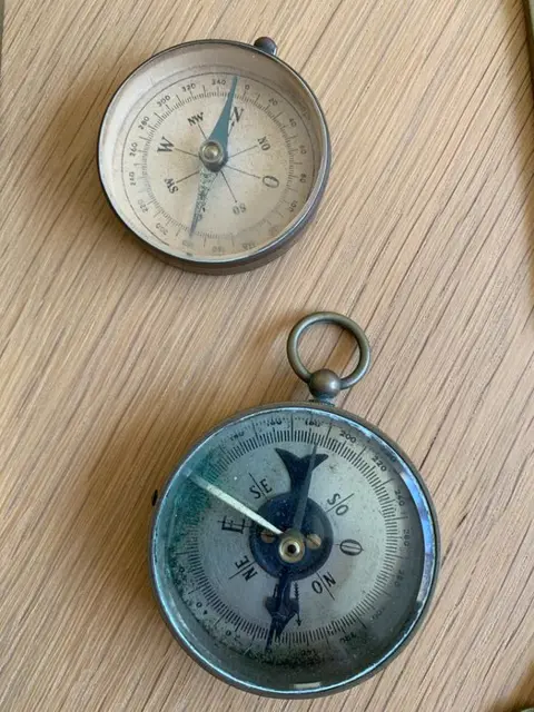 Kaartkompassen, Landmeter kompas, Proportionaalpasser (7) - Messing - Begin 20e eeuw