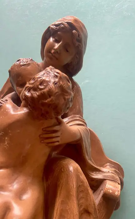 Richard Aurili (1834-1914) - Beeld, moeder met kinderen - 50 cm (1) - Aardewerk - Begin 20e eeuw
