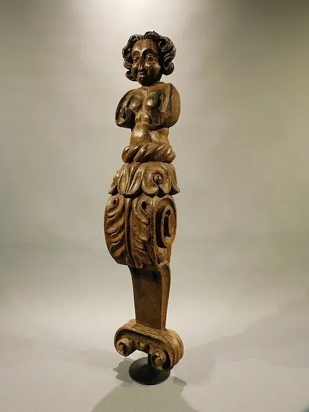 Beeld, caryatid - Barok - Eik - Begin 18e eeuw