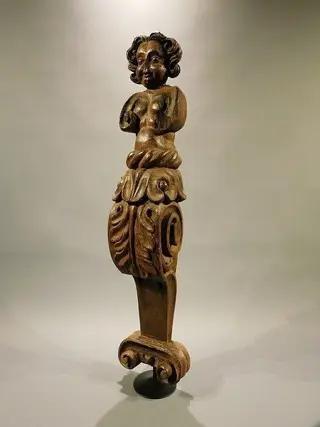 Beeld, caryatid - Barok - Eik - Begin 18e eeuw