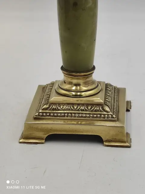 mooie petroleumlamp - Glas, Messing, Onyx - Eind 19e eeuw