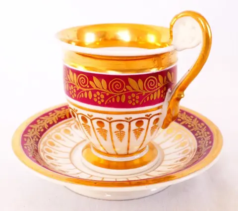 Kopje van rood en goudkleurig Parijs porselein - Empire - Porselein