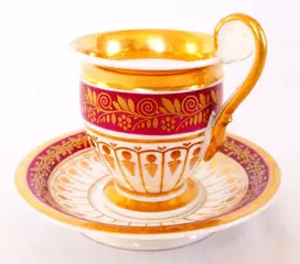 Kopje van rood en goudkleurig Parijs porselein - Empire - Porselein