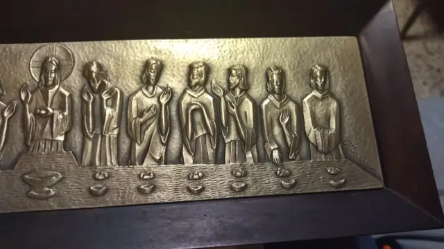 laatste avondmaal bas-reliëf (1) - Zilver - Eind 20e eeuw