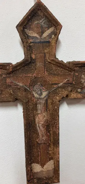 Geschilderd kruis - olie/tempera op paneel - Eerste helft 18e eeuw