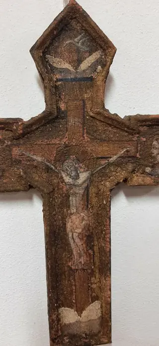 Geschilderd kruis - olie/tempera op paneel - Eerste helft 18e eeuw