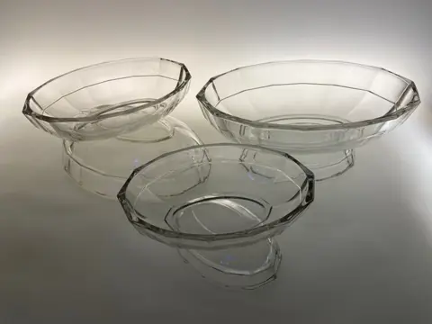 Charles Graffart en René Delvenne - Val Saint Lambert - Oval serving bowl set "Eclat" (6) - Art Deco - Glas, perskristal