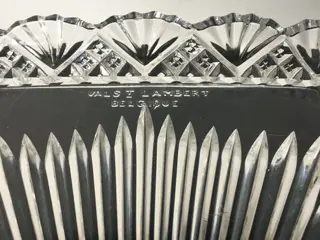 Val Saint Lambert - Zeldzaam groot 'Pierreries et Diamants' kristallen dienblad en servies van 6 borden (7) - Kristal