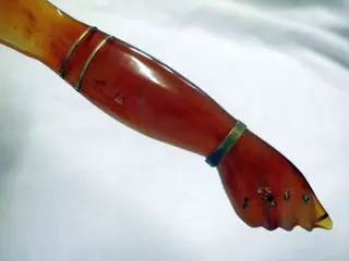 Gesneden Amber Ambre Fig Hand Bacchus Goud - Amber - Begin 20e eeuw