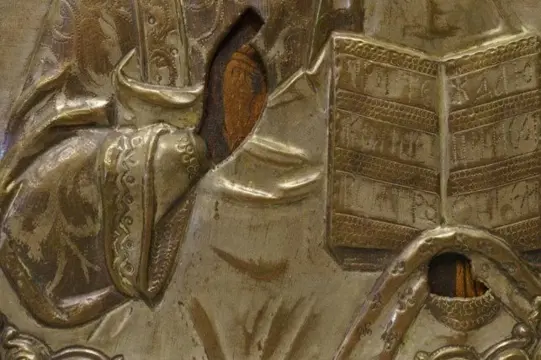 Icoon, Christus Pantocrator - Hout - Begin 19e eeuw