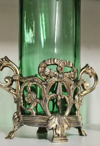 jardiniere met 2 vazen (3) - Lodewijk XVI-stijl - Glas, Messing - Eind 19e eeuw